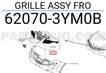 Nissan 620703YM0B GRILLE ASSY FRO