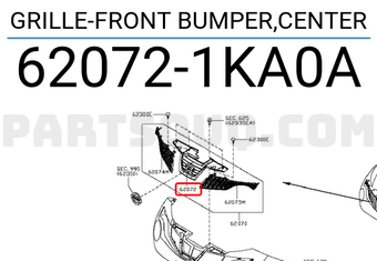 Nissan 620721KA0A GRILLE-FRONT BUMPER,CENTER
