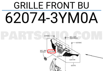 Nissan 620743YM0A GRILLE FRONT BU