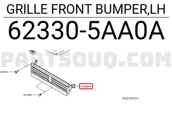 Nissan 623305AA0A GRILLE FRONT BUMPER,LH