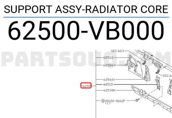 Nissan 62500VB000 SUPPORT ASSY-RADIATOR CORE