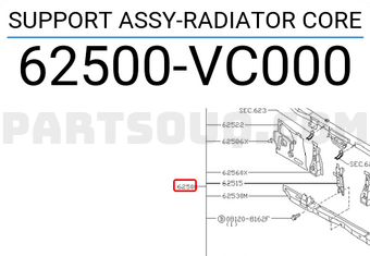 Nissan 62500VC000 SUPPORT ASSY-RADIATOR CORE