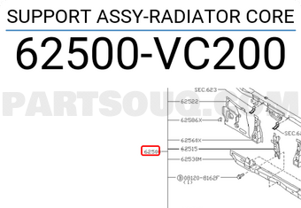 Nissan 62500VC200 SUPPORT ASSY-RADIATOR CORE