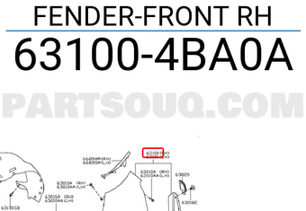 Nissan 631004BA0A FENDER-FRONT RH