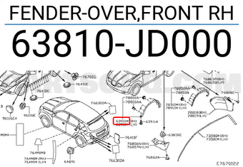 Nissan 63810JD000 FENDER-OVER,FRONT RH