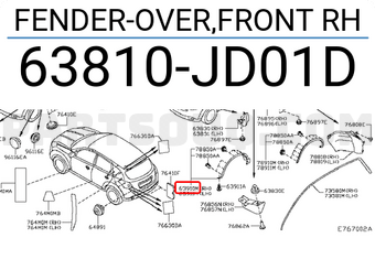 Nissan 63810JD01D FENDER-OVER,FRONT RH