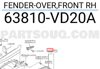 Nissan 63810VD20A FENDER-OVER,FRONT RH