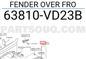 Nissan 63810VD23B FENDER OVER FRO