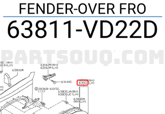 Nissan 63811VD22D FENDER-OVER FRO