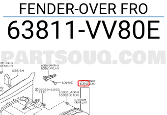 Nissan 63811VV80E FENDER-OVER FRO