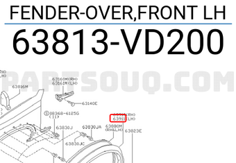 Nissan 63813VD200 FENDER-OVER,FRONT LH