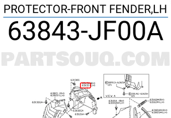 Nissan 63843JF00A PROTECTOR-FRONT FENDER,LH