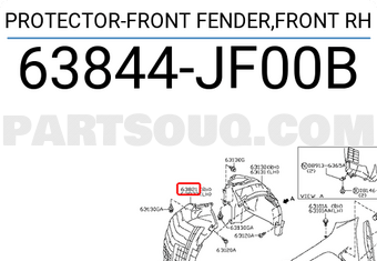 Nissan 63844JF00B PROTECTOR-FRONT FENDER,FRONT RH