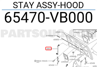 Nissan 65470VB000 STAY ASSY-HOOD
