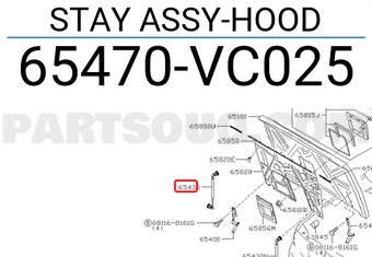 Nissan 65470VC025 STAY ASSY-HOOD