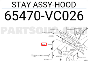 Nissan 65470VC026 STAY ASSY-HOOD