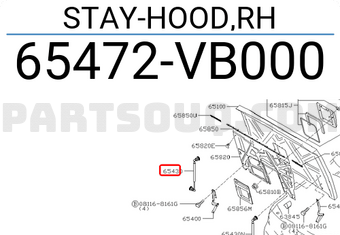Nissan 65472VB000 STAY-HOOD,RH