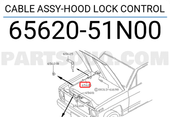Nissan 6562051N00 CABLE ASSY-HOOD LOCK CONTROL