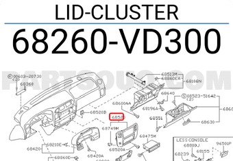 Nissan 68260VD300 LID-CLUSTER