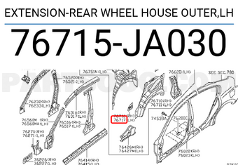 Nissan 76715JA030 EXTENSION-REAR WHEEL HOUSE OUTER,LH