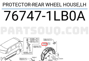 Nissan 767471LB0A PROTECTOR-REAR WHEEL HOUSE,LH