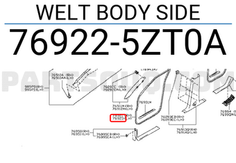 Nissan 769225ZT0A WELT BODY SIDE