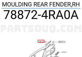 Nissan 788724RA0A MOULDING REAR FENDER,RH