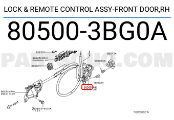 Nissan 805003BG0A LOCK &amp; REMOTE CONTROL ASSY-FRONT DOOR,RH
