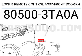 Nissan 805003TA0A LOCK &amp; REMOTE CONTROL ASSY-FRONT DOOR,RH