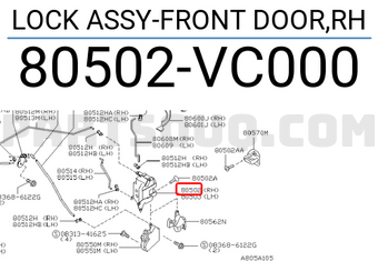 Nissan 80502VC000 LOCK ASSY-FRONT DOOR,RH