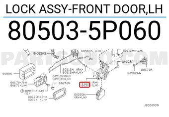 Nissan 805035P060 LOCK ASSY-FRONT DOOR,LH