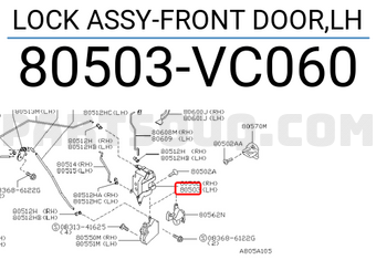 Nissan 80503VC060 LOCK ASSY-FRONT DOOR,LH