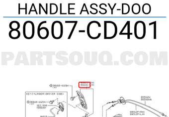 Nissan 80607CD401 HANDLE ASSY-DOO