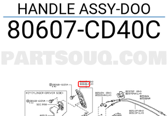 Nissan 80607CD40C HANDLE ASSY-DOO