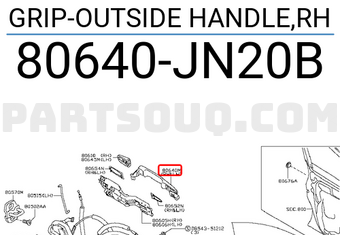Nissan 80640JN20B GRIP-OUTSIDE HANDLE,RH