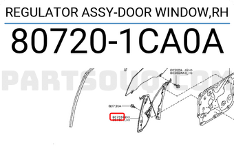 Nissan 807201CA0A REGULATOR ASSY-DOOR WINDOW,RH
