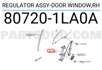 Nissan 807201LA0A REGULATOR ASSY-DOOR WINDOW,RH