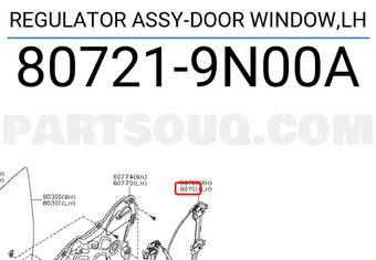 Nissan 807219N00A REGULATOR ASSY-DOOR WINDOW,LH