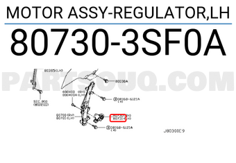 Nissan 807303SF0A MOTOR ASSY-REGULATOR,LH