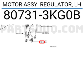Nissan 807313KG0B MOTOR ASSY REGULATOR, LH