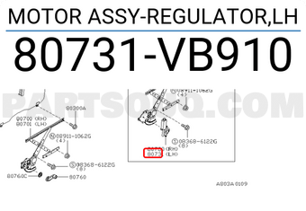 Nissan 80731VB910 MOTOR ASSY-REGULATOR,LH