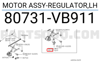 Nissan 80731VB911 MOTOR ASSY-REGULATOR,LH