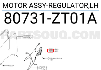 Nissan 80731ZT01A MOTOR ASSY-REGULATOR,LH
