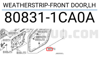 Nissan 808311CA0A WEATHERSTRIP-FRONT DOOR,LH
