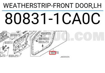 Nissan 808311CA0C WEATHERSTRIP-FRONT DOOR,LH