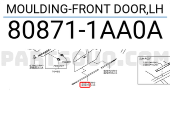Nissan 808711AA0A MOULDING-FRONT DOOR,LH