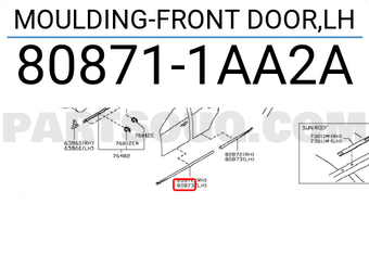 Nissan 808711AA2A MOULDING-FRONT DOOR,LH