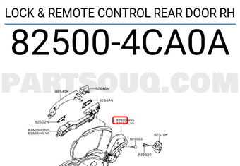 Nissan 825004CA0A LOCK & REMOTE CONTROL REAR DOOR RH