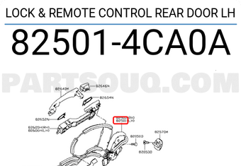 Nissan 825014CA0A LOCK &amp; REMOTE CONTROL REAR DOOR LH