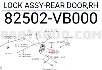 Nissan 82502VB000 LOCK ASSY-REAR DOOR,RH
